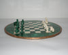 African Malachite and Bronze Chess Set Authentic Rare Circular Vintage 11"D X 32.5"C - Cultures International From Africa To Your Home
