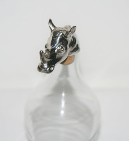 African Rhino Wine Cork Bottle Stopper Hallmarked Sterling Big 5 Animal Handcrafted in South Africa