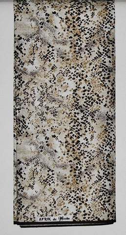 Afrik De Woodin Vlisco Classic Fabric Wax Print 6 Yards Bronze, Sand, Sienna Speckles on White