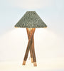 African Table Lamp Leopard Design Suede Goatskin Shade Rescued Wood 26.5" H - Cultures International From Africa To Your Home