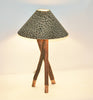 African Table Lamp Leopard Design Suede Goatskin Shade Rescued Wood 26.5" H - Cultures International From Africa To Your Home