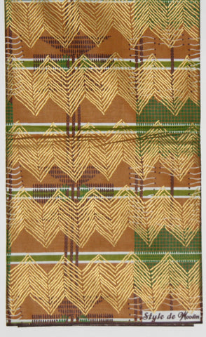 African Fabric 6 Yards Classic Couleurs de Woodin Geometric Waxed Gold - Cultures International From Africa To Your Home African Fabric 6 Yards Classic Couleurs de Woodin Geometric Waxed Gold