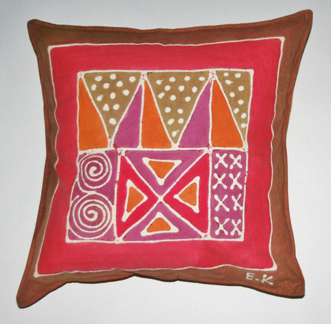 African Batik Throw Pillow Abstract Tribal 18" X 18" - Cultures International From Africa To Your Home