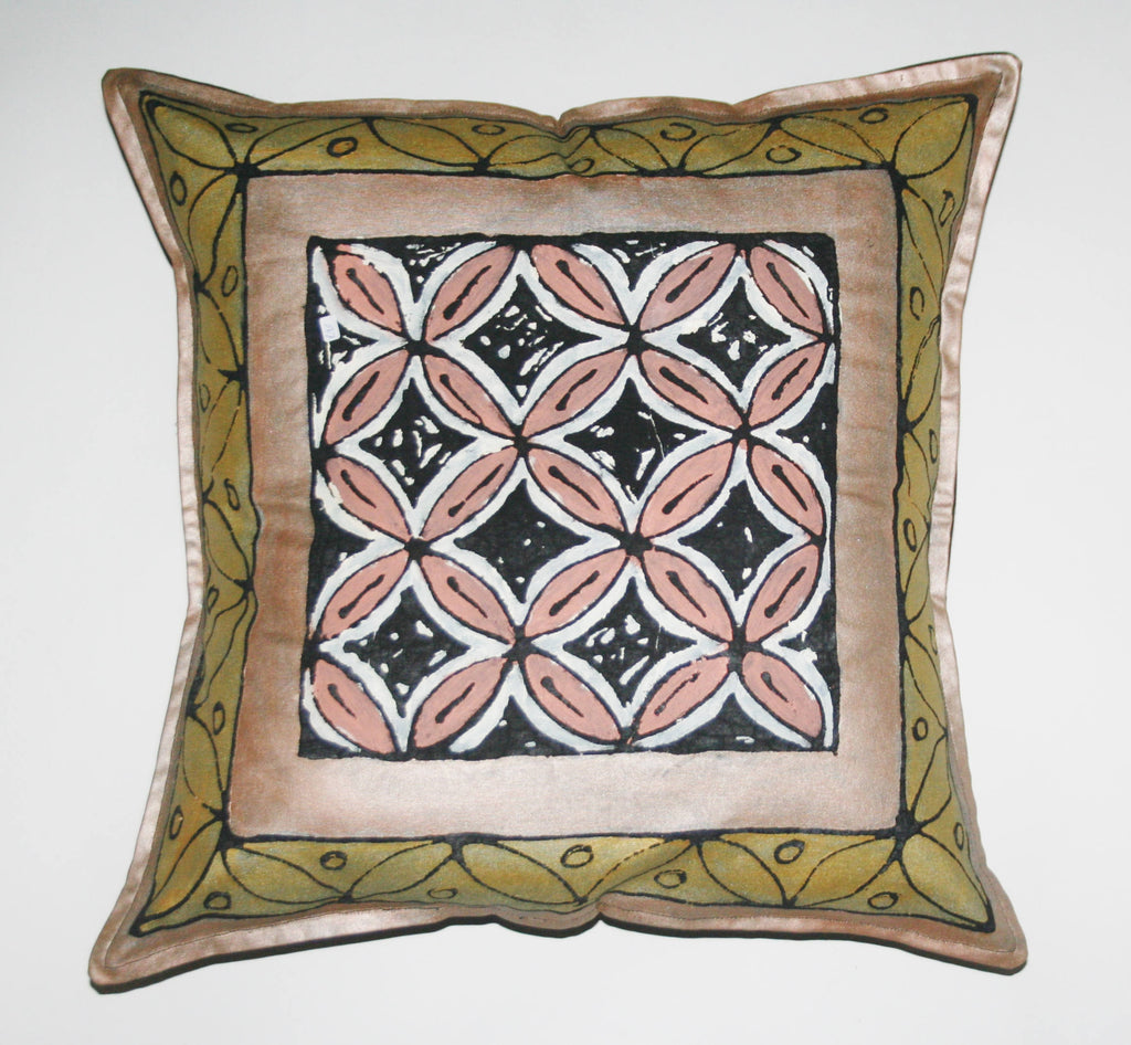 African Pillow Geometric Gold Bronze Black 19" X 19" - Cultures International From Africa To Your Home