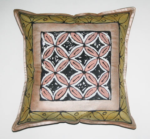African Pillow Geometric Gold Bronze Black 19" X 19"