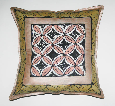African Pillow Geometric Gold Bronze Black 19" X 19" - Cultures International From Africa To Your Home African Pillow Geometric Gold Bronze Black 19" X 19"
