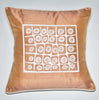 African Silk Pillow Golden Tan Color With White Abstract Repeat Tribal Symbols Handwoven Raw Silk - Cultures International From Africa To Your Home