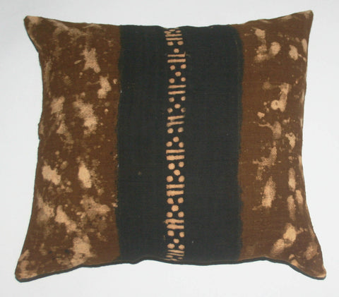 African Mud Cloth Bogolon Pillow Cover Brown Black White Tie-Dyed