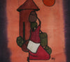 African Batik Tribal Woman With Pots in 26" X 18" Signed By Artist - Cultures International From Africa To Your Home