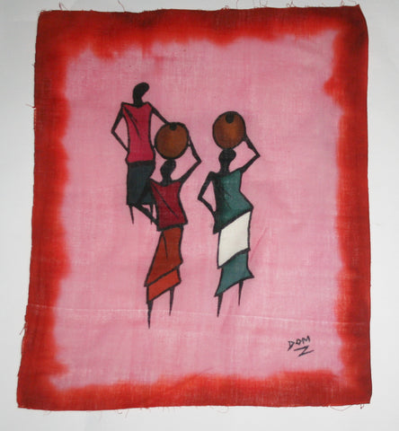 African Batik Art Tribal Women Abstract Painting Vintage West Africa  22.5" X 18.5" Signed By Artist - Cultures International From Africa To Your Home African Batik Art Tribal Women Abstract Painting Vintage West Africa  22.5" X 18.5" Signed By Artist
