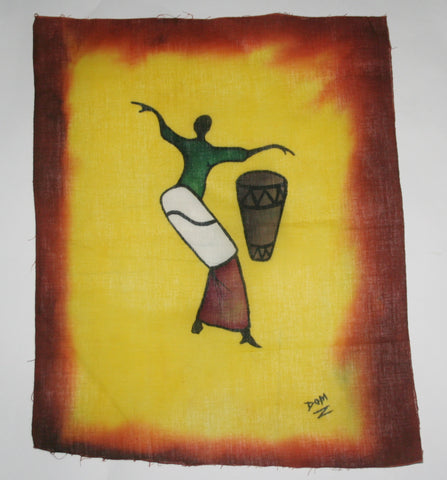 African Batik Art Tribal Woman Drummer Vintage West Africa  22.5" X 18.5" - Cultures International From Africa To Your Home African Batik Art Tribal Woman Drummer Vintage West Africa  22.5" X 18.5"
