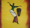 African Batik Art Tribal Woman Drummer Vintage West Africa  22.5" X 18.5" - Cultures International From Africa To Your Home