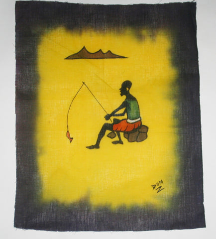 African Batik Art Tribal Fisherman Vintage West Africa  22.5" X 18.5" - Cultures International From Africa To Your Home