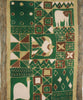 African Batik Tapestry, Elephant Design Green Gold - Cultures International From Africa To Your Home