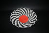 African Telephone Wire Bowl Zulu Basket Black White Orange- 14"D X 4"H - Cultures International From Africa To Your Home