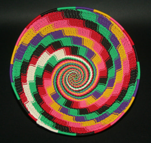 African Telephone Wire Bowl Zulu Basket Multi Colors- 9"D X 4"H - Cultures International From Africa To Your Home African Telephone Wire Bowl Zulu Basket Multi Colors- 9"D X 4"H