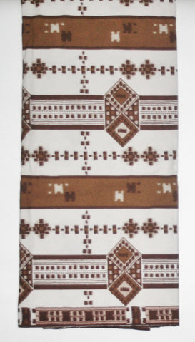 African Fabric 6 Yards Vlisco Tisse de Woodin Classic White, Brown