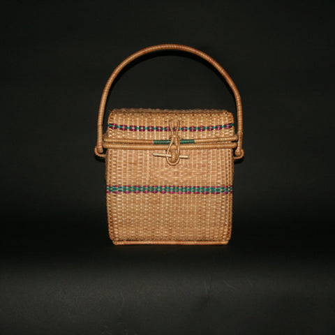 African Basket Lidded Handcrafted in Cameroon Vintage