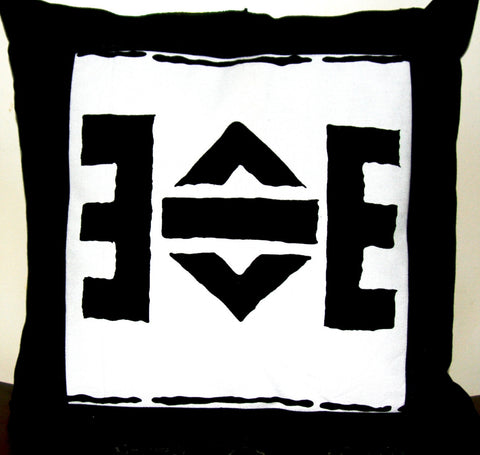 Designer Abstract African Tribal Cushion Cover Handmade -  Black & White - Cultures International From Africa To Your Home Designer Abstract African Tribal Cushion Cover Handmade -  Black & White