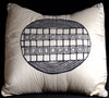 African Raw Silk Pillow White Black Abstract Bushman Design Black Piping - Cultures International From Africa To Your Home