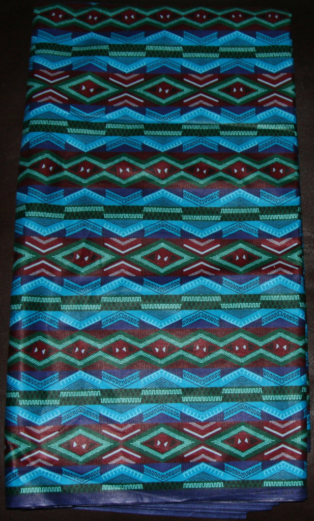African Fabric 10 Yards Waxed Blue, Gold, Red, Green - Cultures International From Africa To Your Home