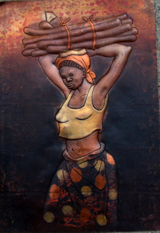 African Copper Art 3 Dimensional - Congo DRC - 8" X 11.5"