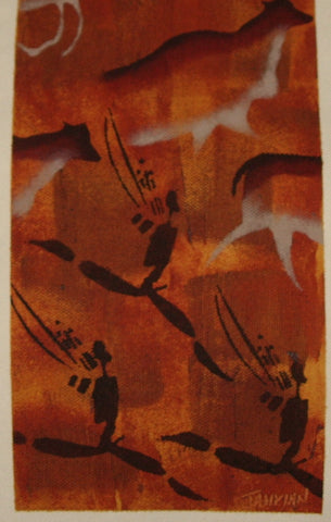 African Cave Art Fabric Painting 9.5" W X 29" L - Cultures International From Africa To Your Home