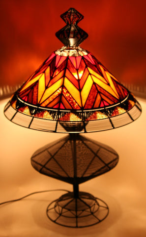 African Tiffany Style Stained Glass, Bead and Wire Lamp - Cultures International From Africa To Your Home African Tiffany Style Stained Glass, Bead and Wire Lamp