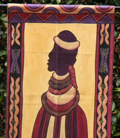 African Ndebele Art Wall Hanging 21"WX77"L Handpainted in South Africa