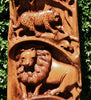 African Olive Wood Carving - Big 5 Elephant, Lion, Buffalo, Leopard, Rhino  45"H X 11" W Zimbabwe - Cultures International From Africa To Your Home