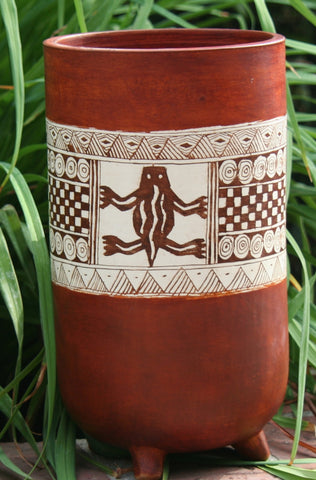 African Clay Pottery Vase - Cave Art - Cultures International From Africa To Your Home African Clay Pottery Vase - Cave Art