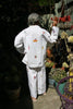 White Lounging Pajamas with Colorful Embroidered African People - Madagascar - Cultures International From Africa To Your Home
