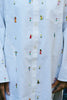 White Loungewear Short Dress With Colorful Embroidery Handmade in Madagascar - Cultures International From Africa To Your Home