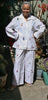White Lounging Pajamas with Colorful Embroidered African People - Madagascar - Cultures International From Africa To Your Home