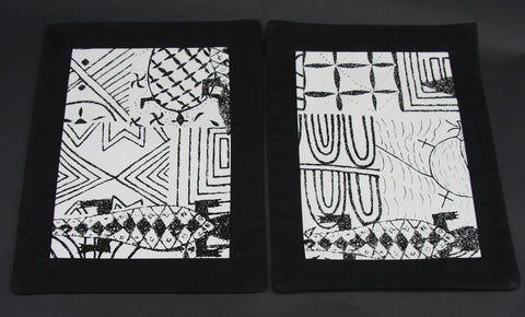 Placemat Bushman Wall Art Black and White - Cave Art - Cultures International From Africa To Your Home