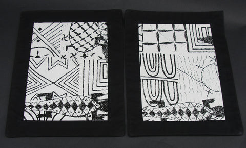 Placemat Bushman Wall Art Black and White - Cave Art - Cultures International From Africa To Your Home Placemat Bushman Wall Art Black and White - Cave Art
