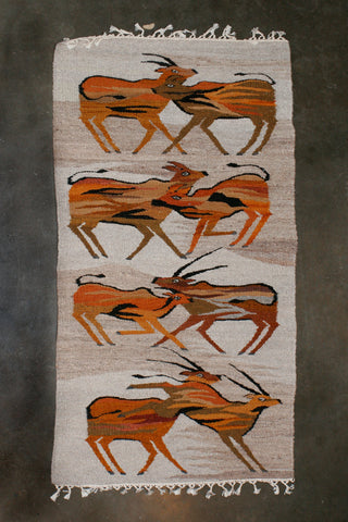 African Antelope Carpet Handwoven in Namibia 74" X 35" - Cultures International From Africa To Your Home