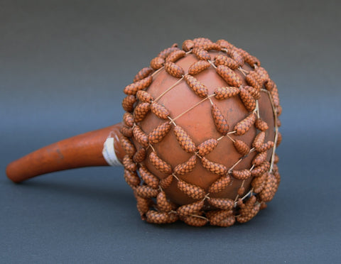 Sekere Gourd and Bead Drum Rattle Cameroon