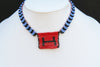 Vintage African Zulu Love Letter Beaded Choker Necklace Blue, Red, Black - Cultures International From Africa To Your Home