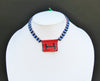Vintage African Zulu Love Letter Beaded Choker Necklace Blue, Red, Black - Cultures International From Africa To Your Home