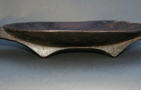 African Zulu Meat Platter Wood Carved Leather Strap - South Africa