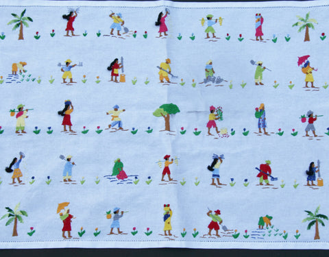 Embroidered African Art/ Place Mat/Tray Cloth/Frame Ready Art - Cultures International From Africa To Your Home Embroidered African Art/ Place Mat/Tray Cloth/Frame Ready Art