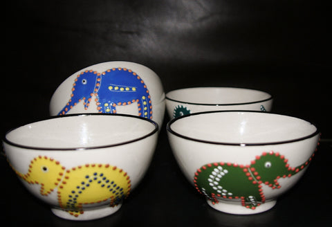 Ceramic Elephant Design Bowls 4 Handcrafted South Africa