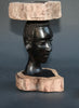 African Makonde Raw Ebony Wood Carved Sculpture Tribal Bust Ashtray - Tanzania - Cultures International From Africa To Your Home