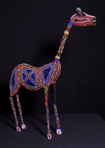 Giraffe Bead and Wire Sculpture Zulu Vintage  -  27.5" H X 21"  4" W Handcrafted in South Africa
