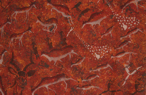 African Cave Art Canvas Fabric Original Painting 39" W X 30" H - Cultures International From Africa To Your Home African Cave Art Canvas Fabric Original Painting 39" W X 30" H