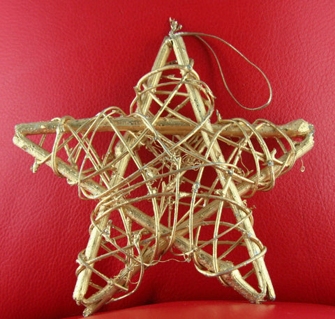 African Christmas Star Gold Twigs With Hanger 6" X 6"