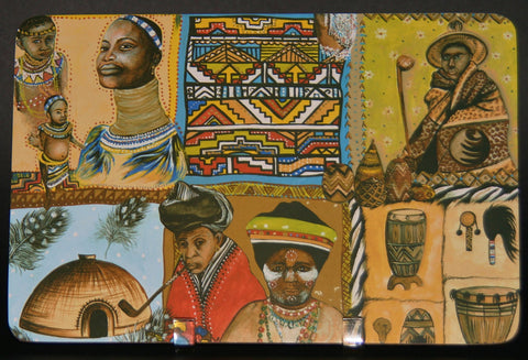 Place Mat African Painted Village Scenes Multi Color Set of 6 - Cultures International From Africa To Your Home