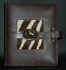 Leather Album Portfolio Cover Zebra Inlay Large Rhino Medallion Brown - Cultures International From Africa To Your Home