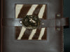 Leather Album Portfolio Cover Zebra Inlay Large Rhino Medallion Brown - Cultures International From Africa To Your Home